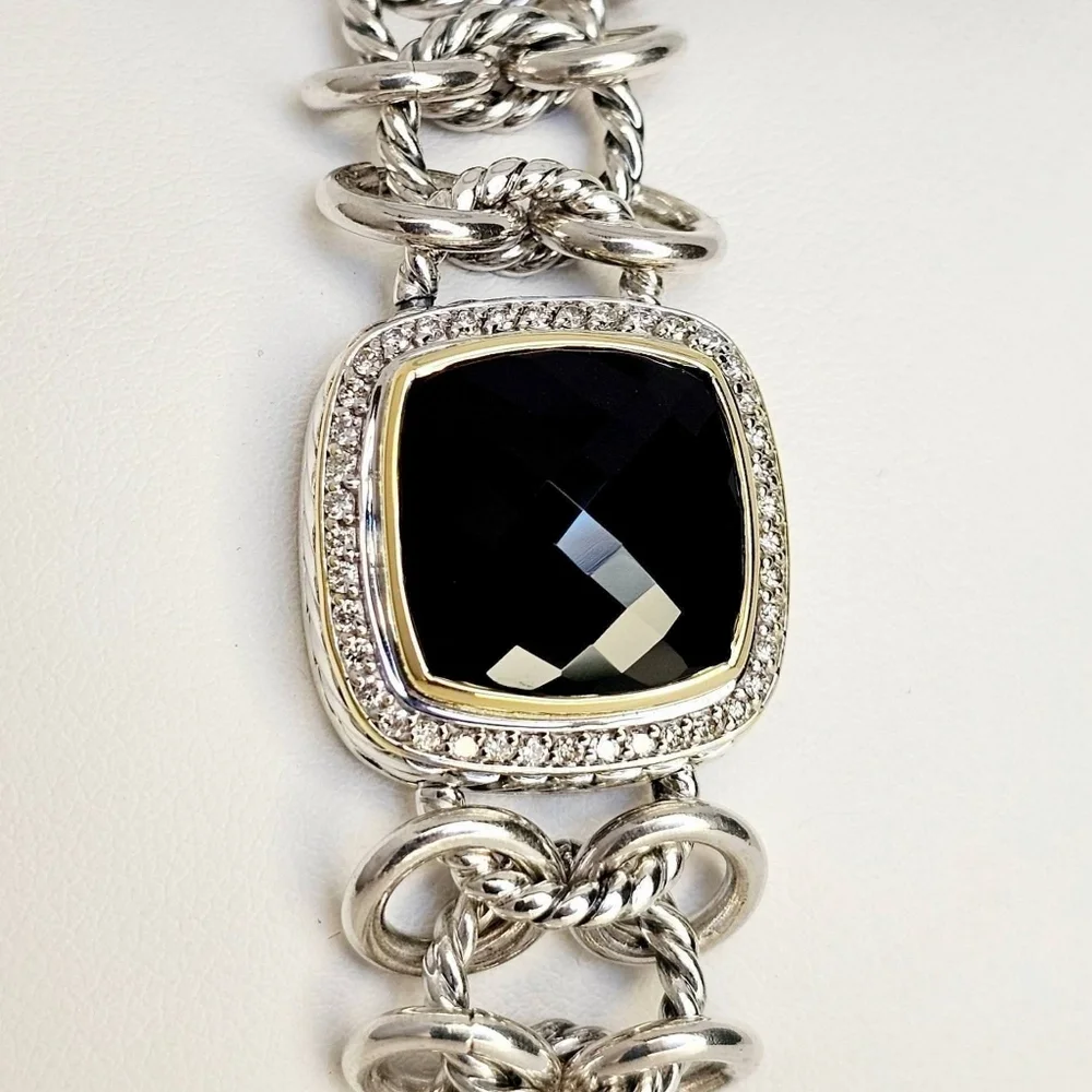 David Yurman Albion Chainmail Bracelet with 18k Gold, Black Onyx & Diamonds - Picture 7 of 9